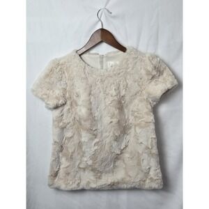 Anthropologie Faux Fur T Shirt Womens size XXSP winter cozy